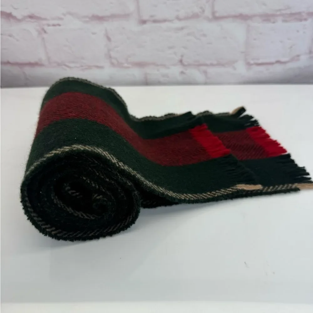 Gucci Classic Web Stripe Wool Fringe Scarf